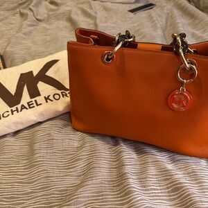 Michael Kors Orange Shoulder Bag with Gold Accents